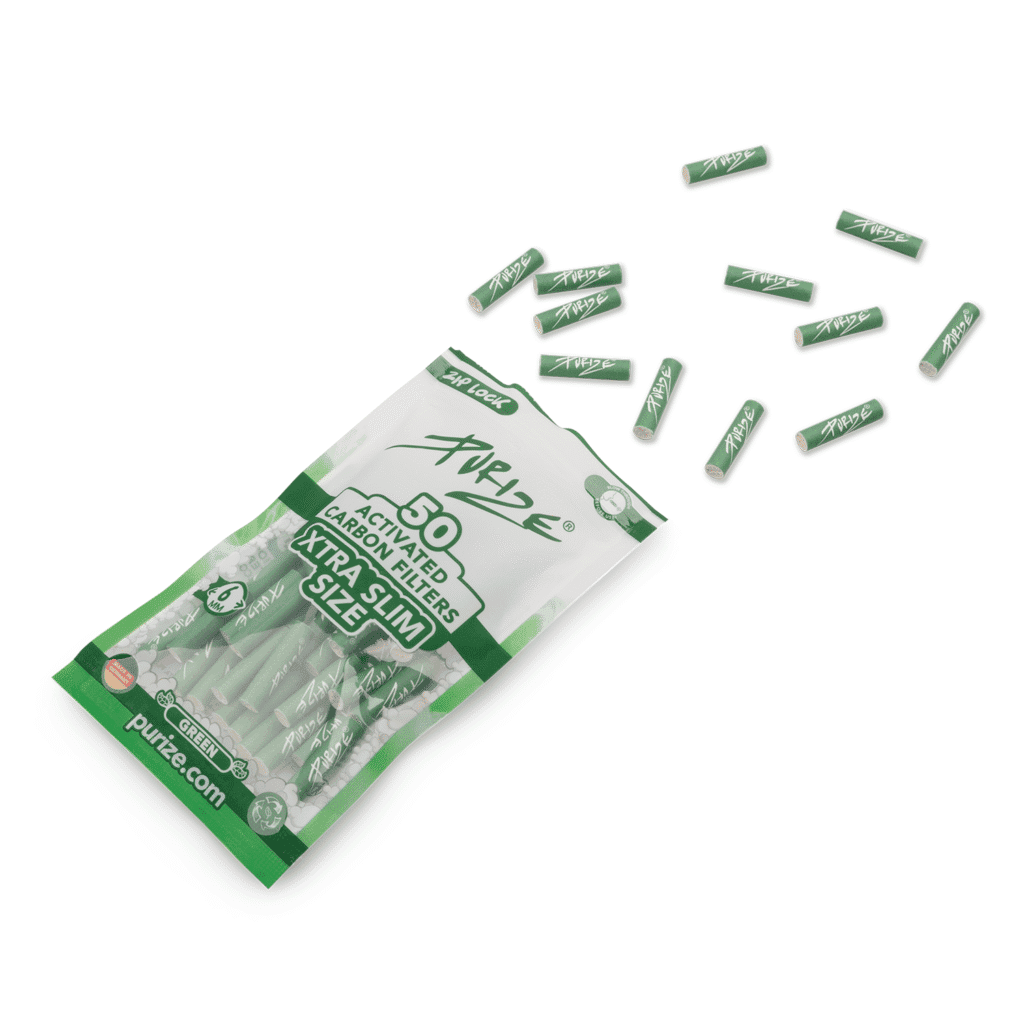 Xtra Slim size carbon filter open bag green