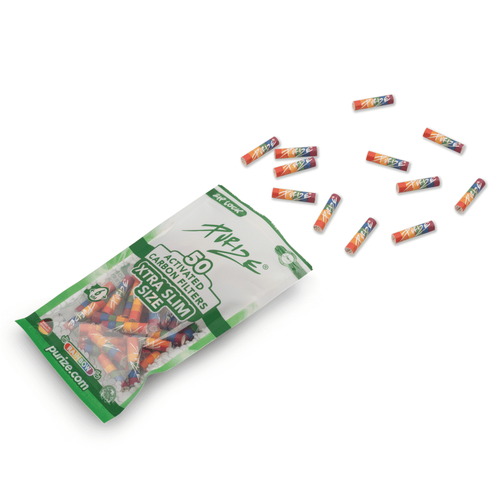 Xtra Slim size carbon filter open bag rainbow