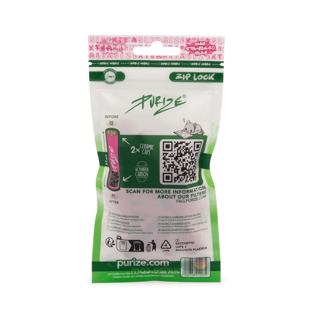 Xtra Slim size carbon filter back of bag Pink