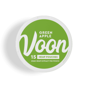 Green apple hemp pouch packaging design. Front.