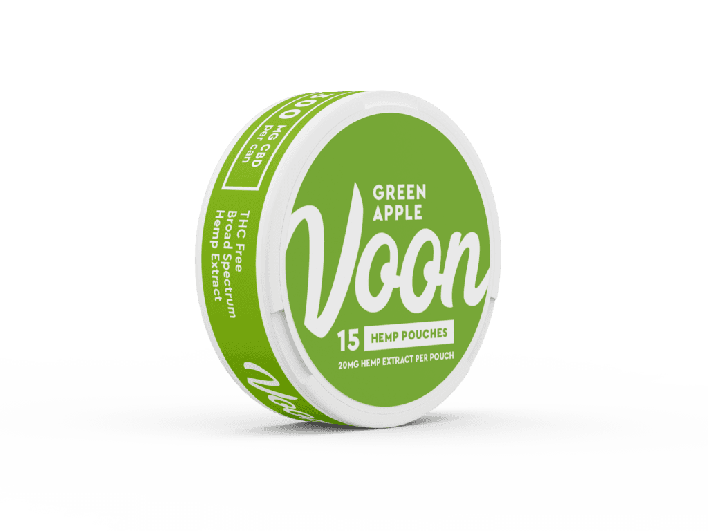 Green apple hemp pouches standing