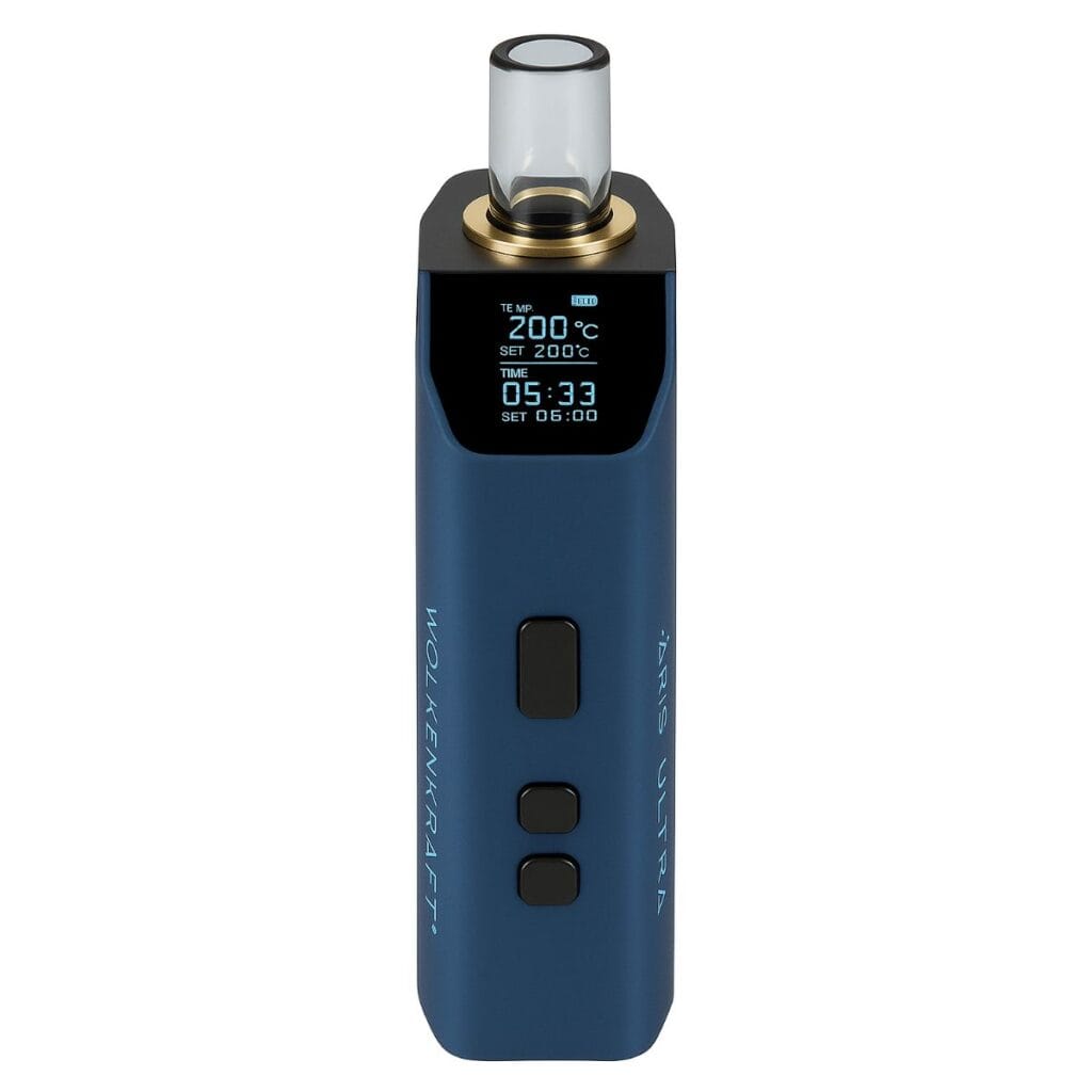 WOLKENKRAFT ARiS ULTRA Dry Herb Vaporizer night blue display