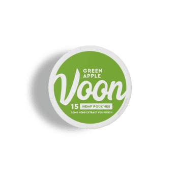 Green apple hemp pouch packaging design. Front.