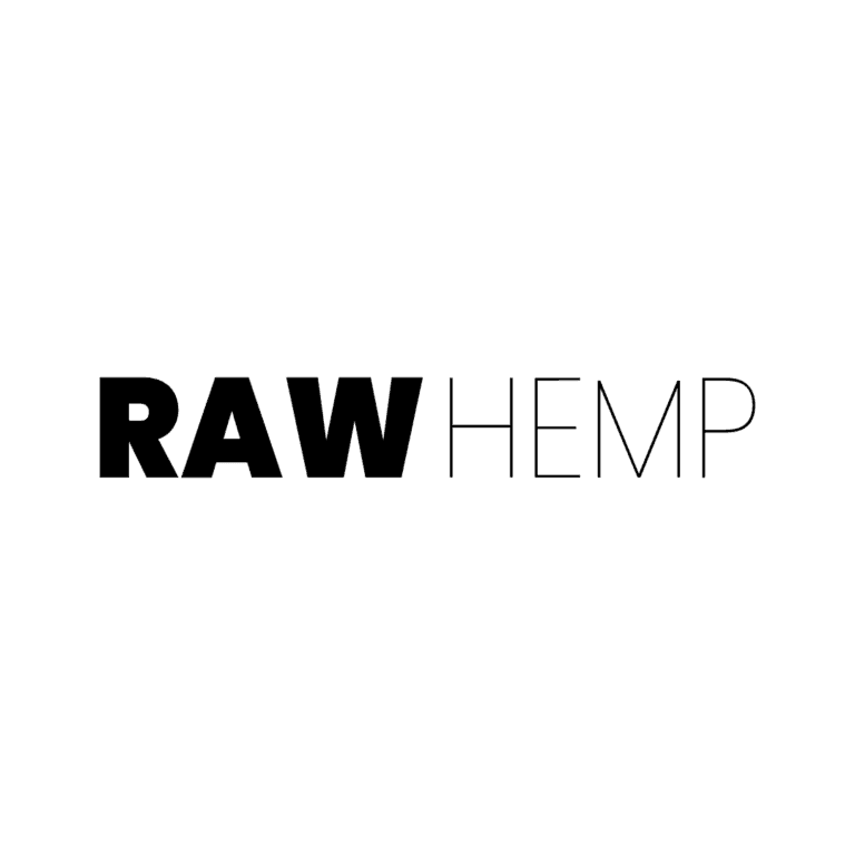 Raw Hemp logotyp i svart på vit bakgrund