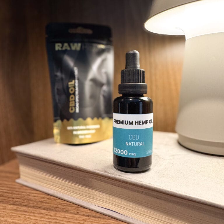 CBD olja på sängbord