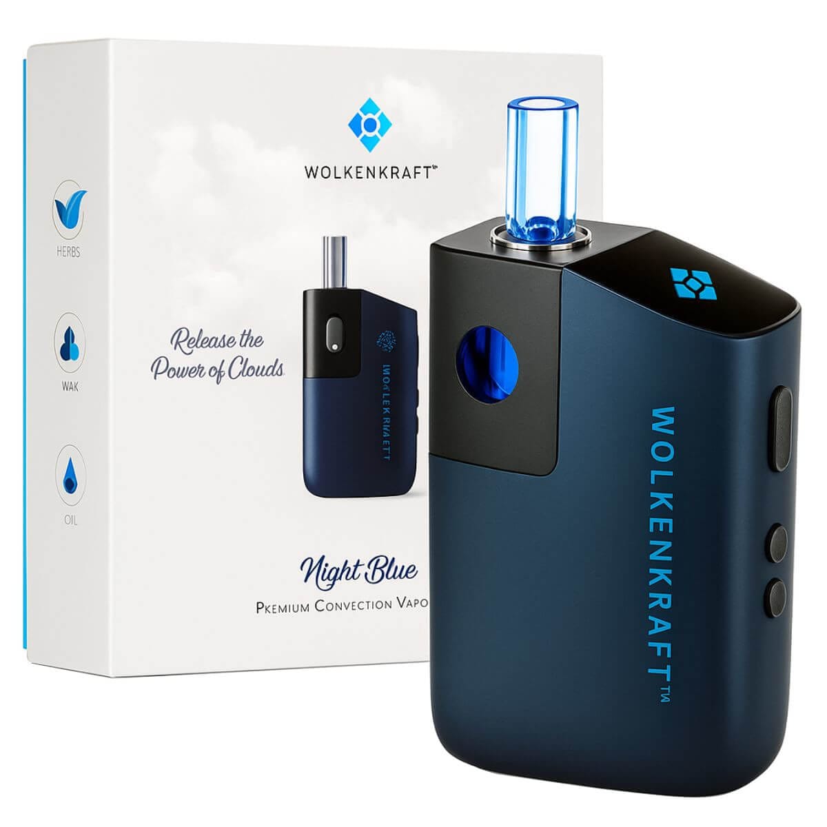 Wolkenkraft fx mini dry herb vaporizer night blue box