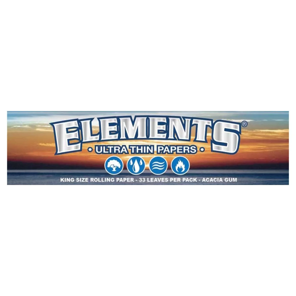 Framsidan av Elements King Size Ultra Thin rullpapper med 33 papper